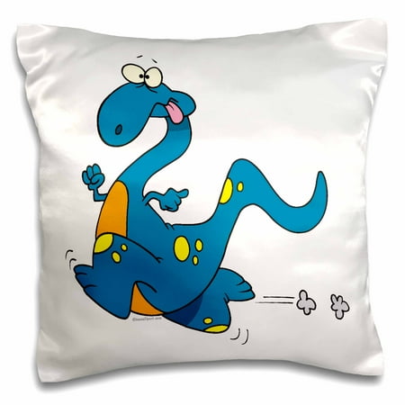 3dRose, Silly Cute Running Dino Dinosaur Cartoon, 16x16 inch Pillow Case
