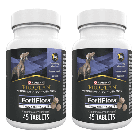 Purina Pro Plan Veterinary Supplements FortiFlora Chewable Dog Probiotic Tablets 45 ct. Canister (2-Pack)