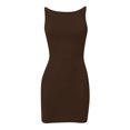 thumbnail image 6 of Women's Sleeveless Square Neck Mini Dress Slim Fit Bodycon Dresses Brown M, 6 of 9