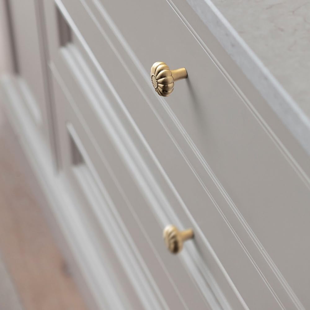 Goo-Ki 12 Pack Elegant Bloom Champagne Bronze Cabinet Knobs, Drawer Pulls for Kitchen, Dresser Cabinet Hardware, 1-1/4 Inches Diameter Handles