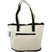 Xtitix Weekend Classic Cotton Canvas Shopping Tote Bag, White/Black