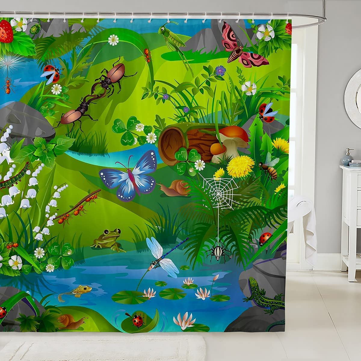 Garden Shower Curtain Set Green Jungle Shower Curtain 72" Wx84 L for