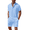 Blue, variant on Men's 2 Pieces Linen Set Henley Shirt Short Sleeve and Shorts Summer Beach Yoga Matching Outfits