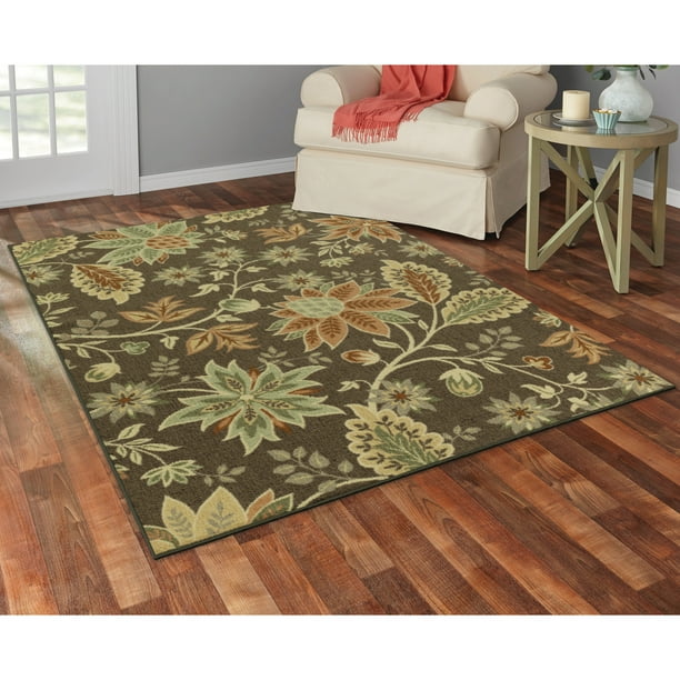 Maples Rugs Jacobean Fields Farmhouse Area Rug for Living Room, Brown Multi, 5' x 7' Walmart