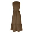 thumbnail image 4 of QUYUON Women Ruffle Midi Dresses Summer V-Neck Sleeveless Tank Dress with Pockets Pleated A-Line Flowy Dress Casual Loose Tshirt Dress Beach Sundress Wedding Guest Dress Coffee M, 4 of 6