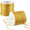 thumbnail image 1 of GFDYREE 2 Rolls Metallic Elastic Cords Stretch Cord Ribbon Metallic Tinsel Cord Rope for Craft Making Gift Wrapping, 1 mm 55 Yards (Gold), 1 of 7