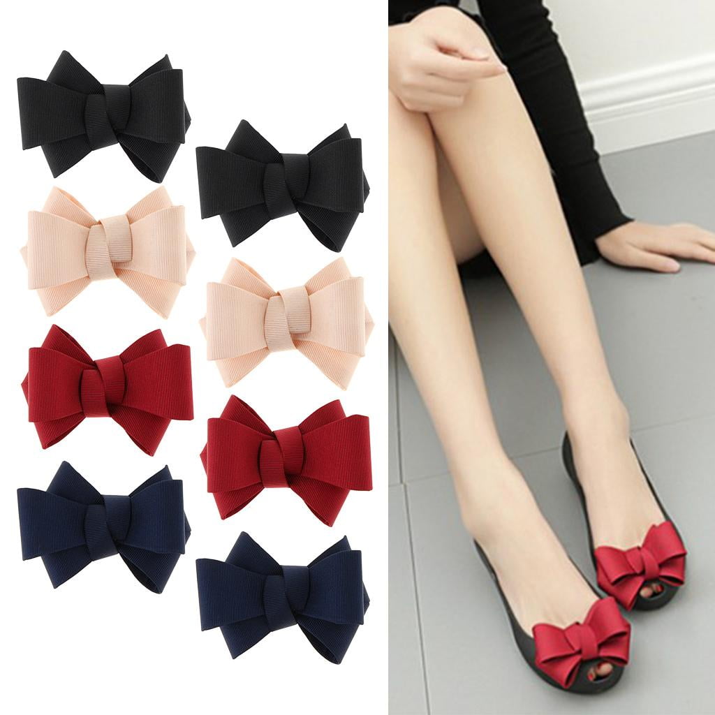8 Pieces Cute Ribbon Bow Shoe Clips Womens DIY Shoes Buckle Clip