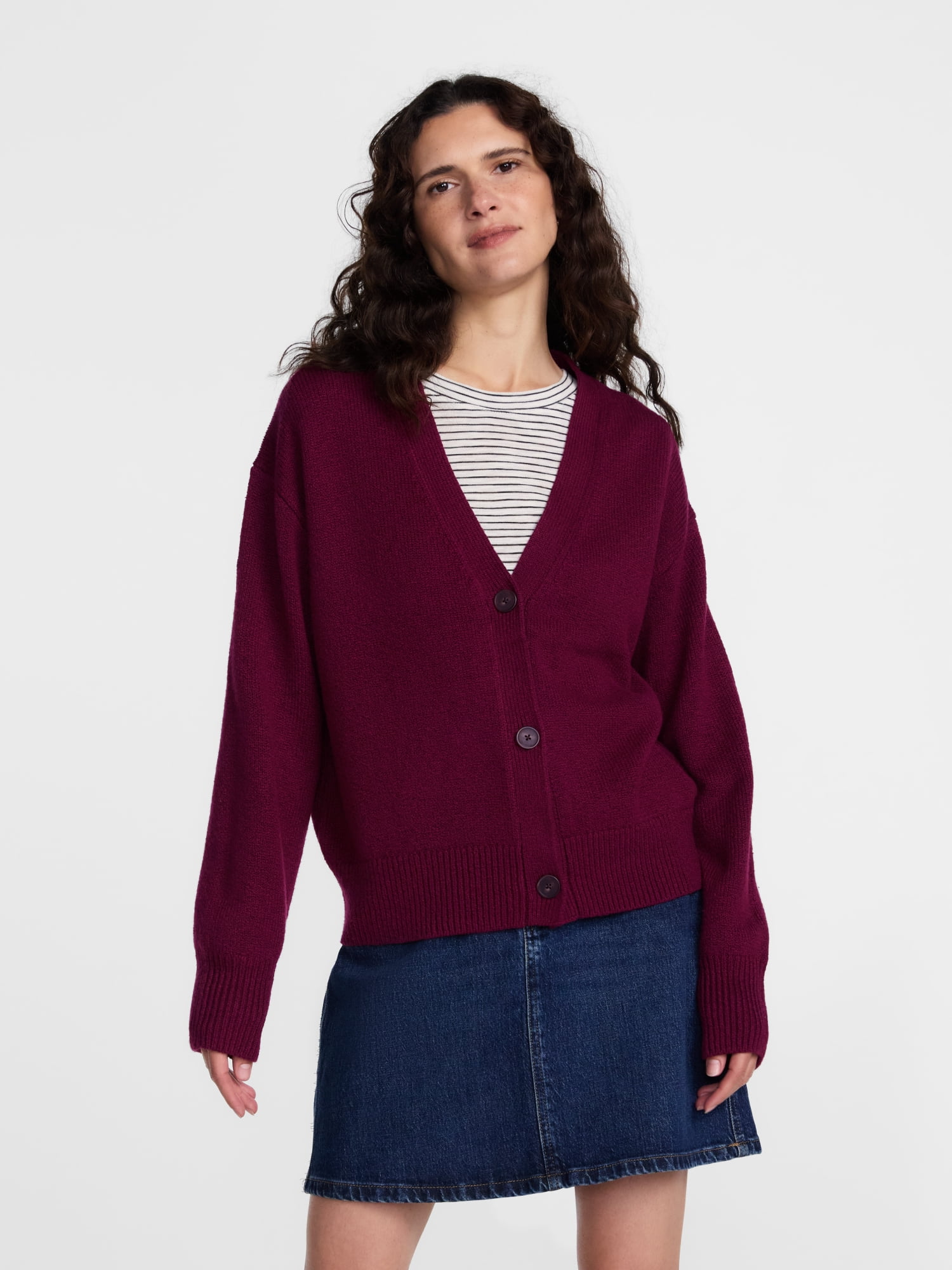 Scenario Women's Button Front Lightweight Cardigan, Sizes XS-XXXL