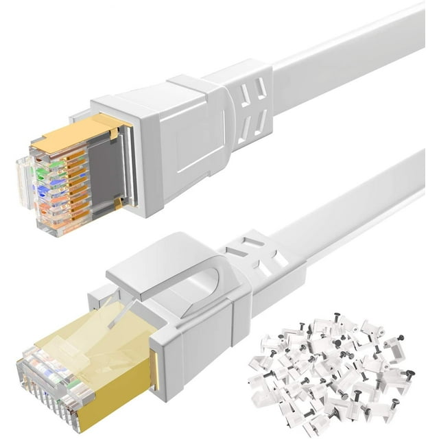 Cat8 Ethernet Cable 75 FT, High Speed Flat Gigabit Ethernet Cable Shielded with Gold Plated RJ45 Connector,DEEGO 40Gbps