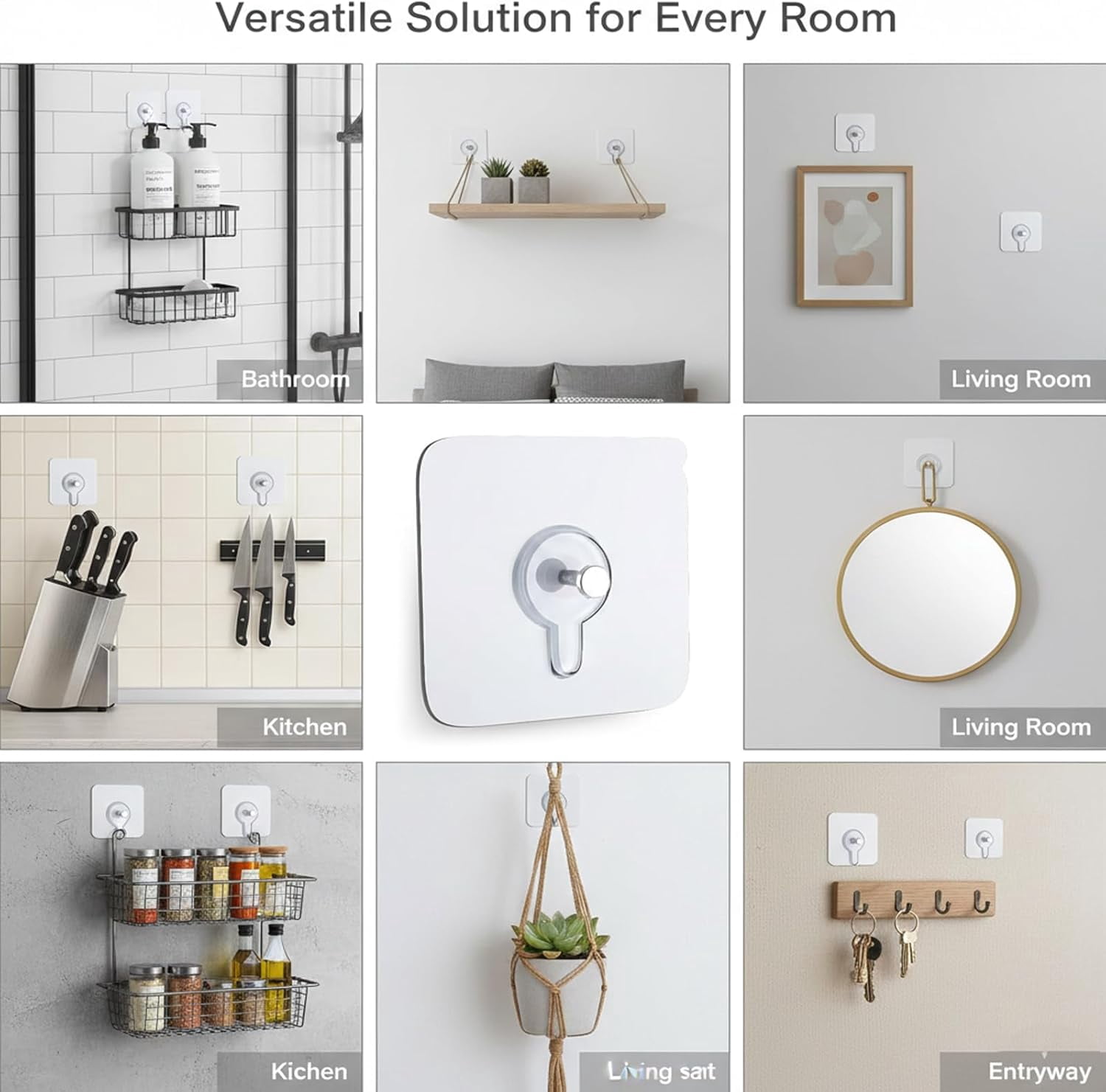 No Drill Screw Stickers, Nail Free Stickers for Walls Heavy Duty, Drill Free Adhesive Hooks Picture Hangers, Self Adhesive Picture Hanging Hooks, No Trace Screw Hook Stickers for Frames, Kitchen