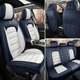 thumbnail image 3 of 2015 for BMW 320 Car Seat Cover, Faux Leather 5 Seats Full Set With Lumbar Support Waterproof, Blue and White Car Seat Covers, Airbag-Compatible, 3 of 7
