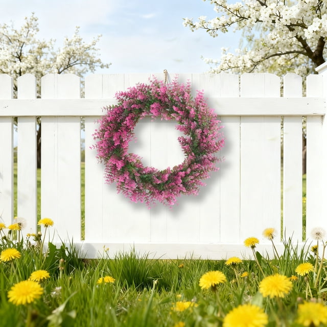 Uuiauoio Artificial Wreath for Front Door Greenery Wreath , for Spring Summer Fall All Season Indoor Outdoor Farmhouse Home Wall Window Festival Wedding Decor