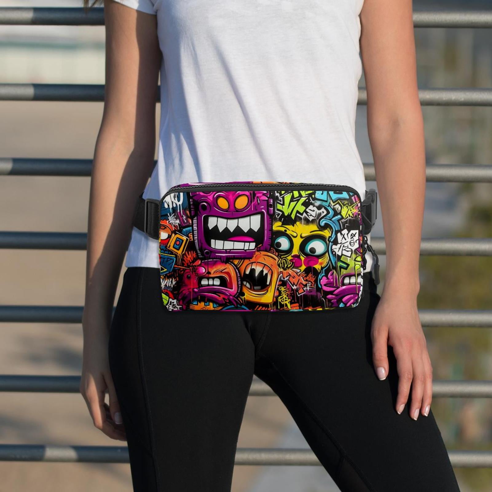 Graffiti Lightweight Adjustable Crossbody Bag with Extension Strap - Unisex Fanny Pack