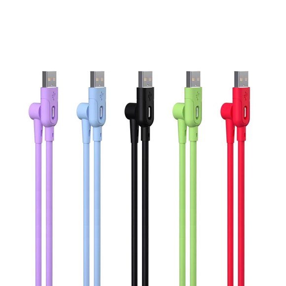 axGear 3Ft Micro USB Cable Right Angle Fast Charging with Socket (White Only)