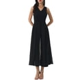 thumbnail image 1 of INSPIRAR CHIC Mono de Pierna Ancha para Mujeres Chifón Cuello en V Cóctel Sin Mangas Mono XL Negro, 1 of 6