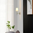 thumbnail image 6 of Globe Electric 14" Modern Glam Matte Brass 1-Light Indoor Wall Sconce White Fabric Shade, 6 of 9