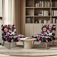 thumbnail image 3 of ZIATUBLES Armless Chair Slipcover Stretch Spandex Fabric Accent Chair Covers without Arms Removable Furniture Protector with Elastic Bottom for Living Dining Room, Flower Leaf Strawberry Cow Print, 3 of 7