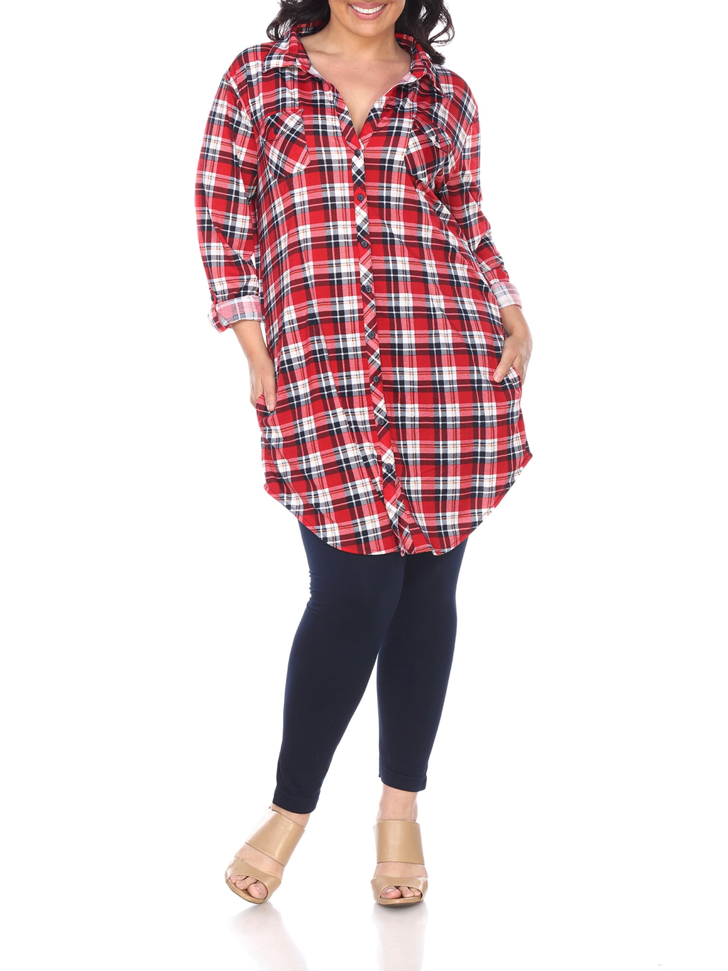 Plus Size Plaid Tunic Top 