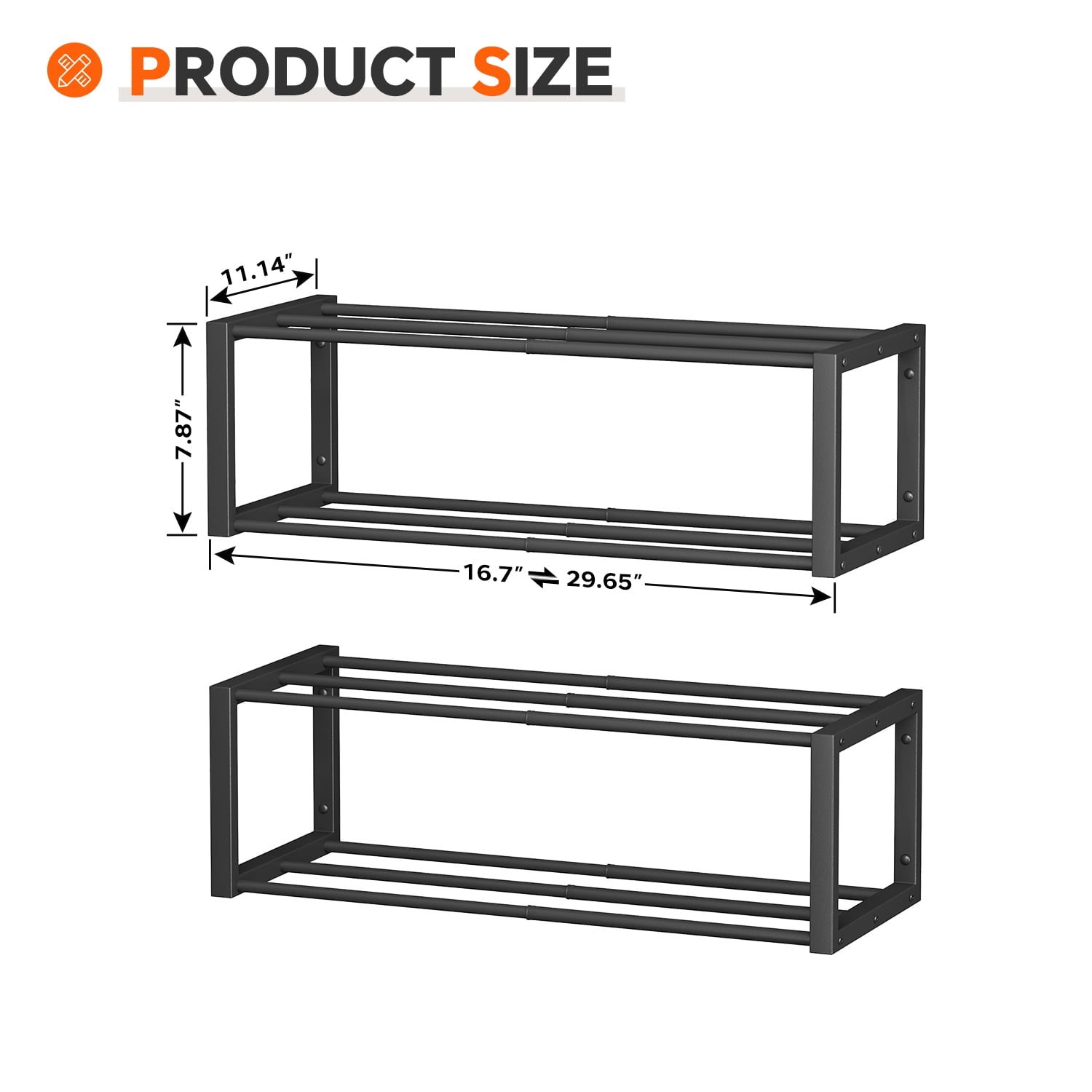 Hanging Shoe Organizer,2 Pack Wall Mounted Shoe Rack Holds 12 Pairs,Space Saving Metal Wall Shoe Rack,Hanging Shoe Rack Shoe Holder for Small Space,Entryway,Closet,RV,Camper（Black)