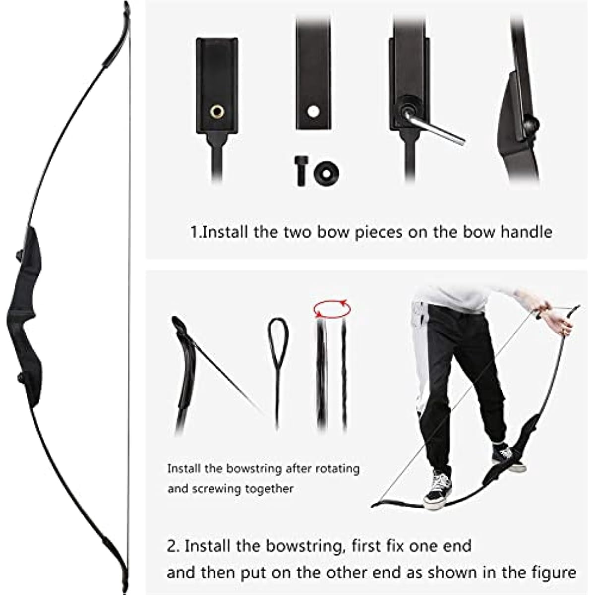 AMEYXGS Archery Recurve Bow for Beginner Halloween Gifts（Left Hand and Right Hand）