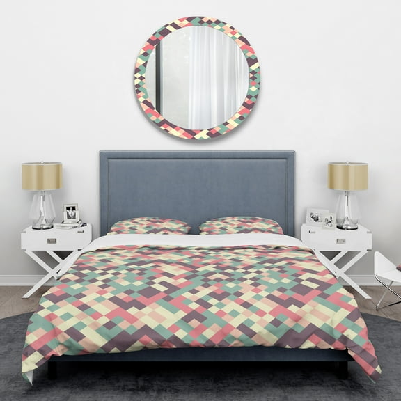 Designart 'Retro Square Design IV' Mid-Century Modern Duvet Cover Set