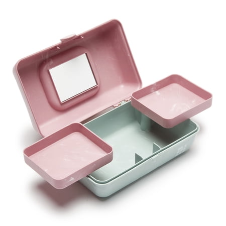 Caboodles Pretty In Petite Classic Cosmetic Case  Sage Marble/Pale Pink