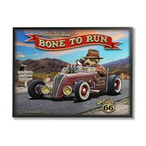Stupell Industries Bone to Run Dogs Transportation Painting Black Framed Art Print Wall Art, 14 x 11