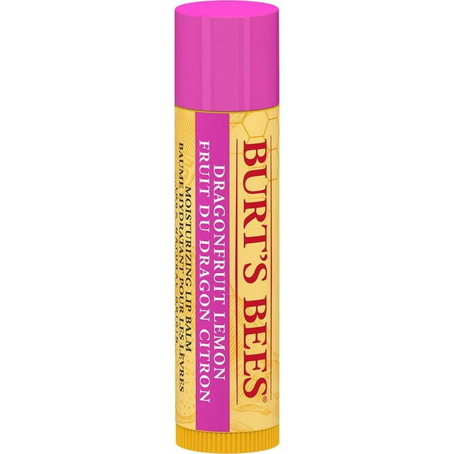 Burt's Bees® Lip Balm, Moisturizing Lip Balm with Dragonfruit Lemon, Beeswax & Fruit Extracts, 100% Natural Origin, 1 Tube