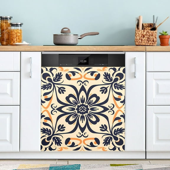 Floral Mandala Dishwasher Magnet Cover Magnetic Fridge Door Cover Home Kitchen Decor 23"x 26"