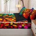 thumbnail image 5 of Homewish Watercolor Tree Of Life Zipper Twin Comforter Sets with Fitted Sheet and 2 Pillowcases,Colorful Boho Glass Zipper Bedding Set,Black Reversible,4pcs, 5 of 8