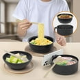thumbnail image 5 of Microwave Ramen Bowl,Happon 40oz Ramen Bowl Set,Ramen Noodle Cooker with Lid and Handle,Ramen Noodles Bowl with Spoon and Fork for Home Office Dorm Room College (Black), 5 of 7