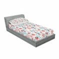 thumbnail image 3 of Floral Bedding Set with Sheet & Covers, Flowers Ladybugs Butterflies Strawberries Kids Nursery Playroom Pattern, Printed Bedroom Decor 2 Shams, 4 Sizes, Dark Coral Aqua, by Ambesonne, 3 of 3