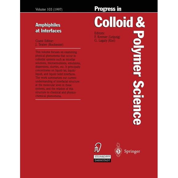 Progress in Colloid and Polymer Science Amphiphiles at Interfaces, Book 103, (Paperback)