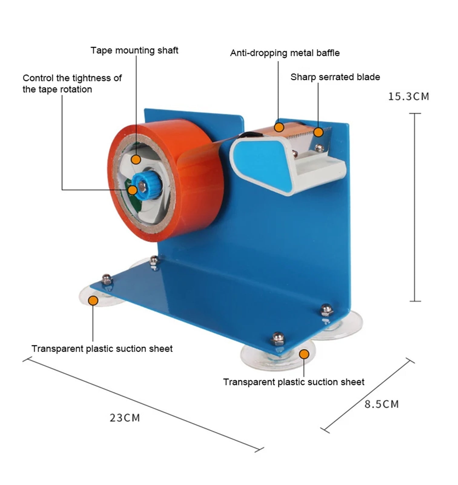 Packing Tape Dispenser, Hand-held Heavy Duty Tape Cutter For Shipping Box Sealing Carton Packaging Parcel Cutter Machine