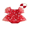 thumbnail image 1 of Robe de Noël Décontractée pour Bébé Fille à Manches Courtes avec Imprimé Flocon de Neige et Bandeau, 1 of 7