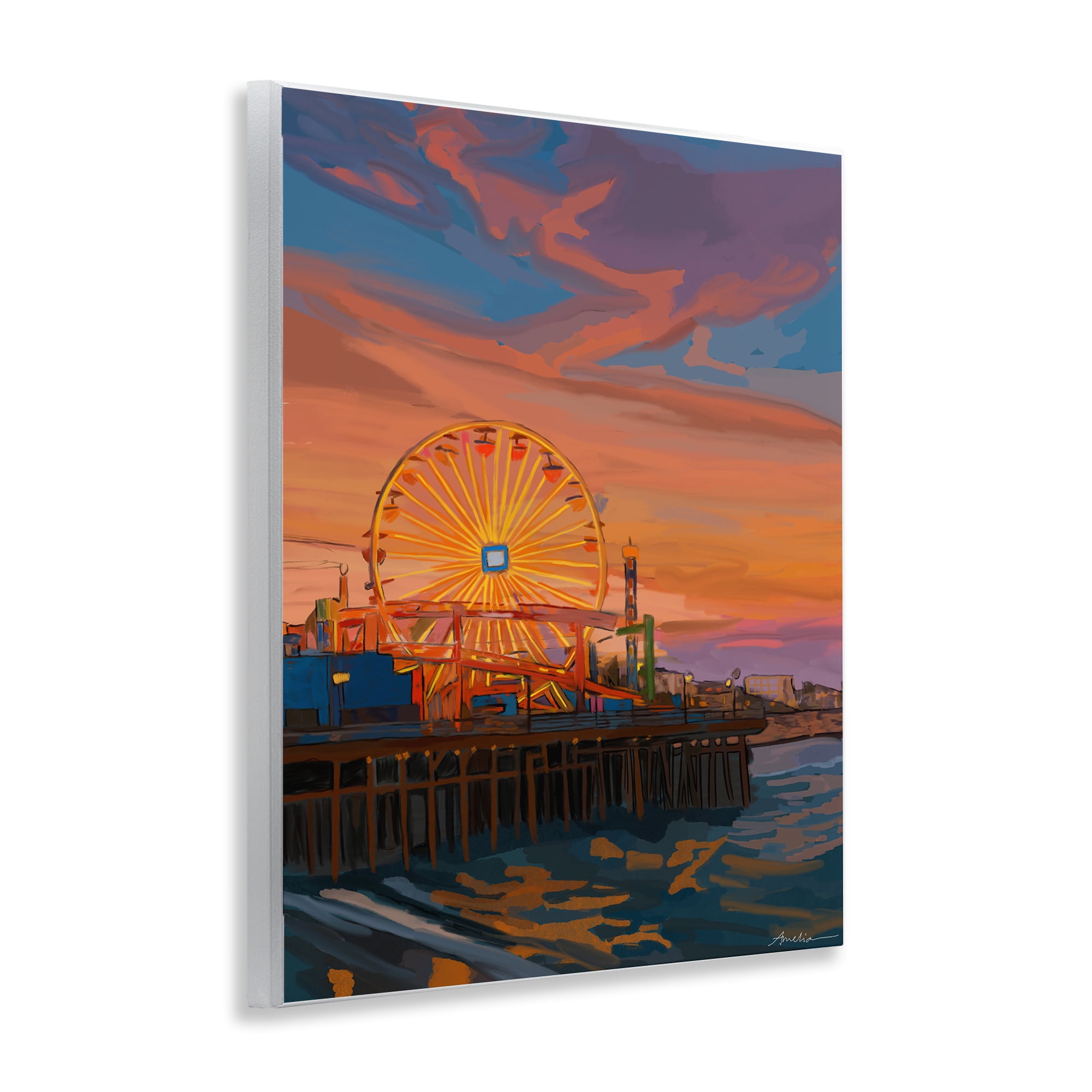 Stupell Industries Santa Monica Pier Sunset Wall Plaque Art, design by Amelia Noyes