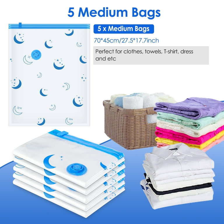 Z ZONAMA Vacuum Storage Bags, 5 Pack Medium Reusable Vacuum Compression  Space Saving Bags, Space Saver Bags for Comforters Blankets Clothes Travel