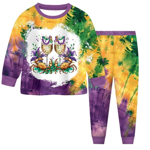 2 Piece Pyjamas Set For Boys And Girls T Shirt And Pants Outfit For Kids Carnival Party