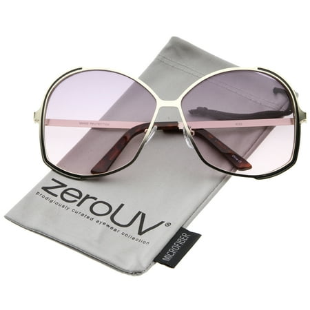 zeroUV - Women's Metal Frame Gradient Colored Lens Oversize Round Sunglasses 67mm - 67mm