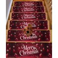thumbnail image 2 of Merry Christmas Stair Treads for Wooden Steps Indoor Runner Rug Carpet, Retro Red Ball Xmas Snowflakes New Year 7 Pieces Peel and Stick Staircase Step Treads Covers Washable Throw Door Mats, 30"x8", 2 of 7