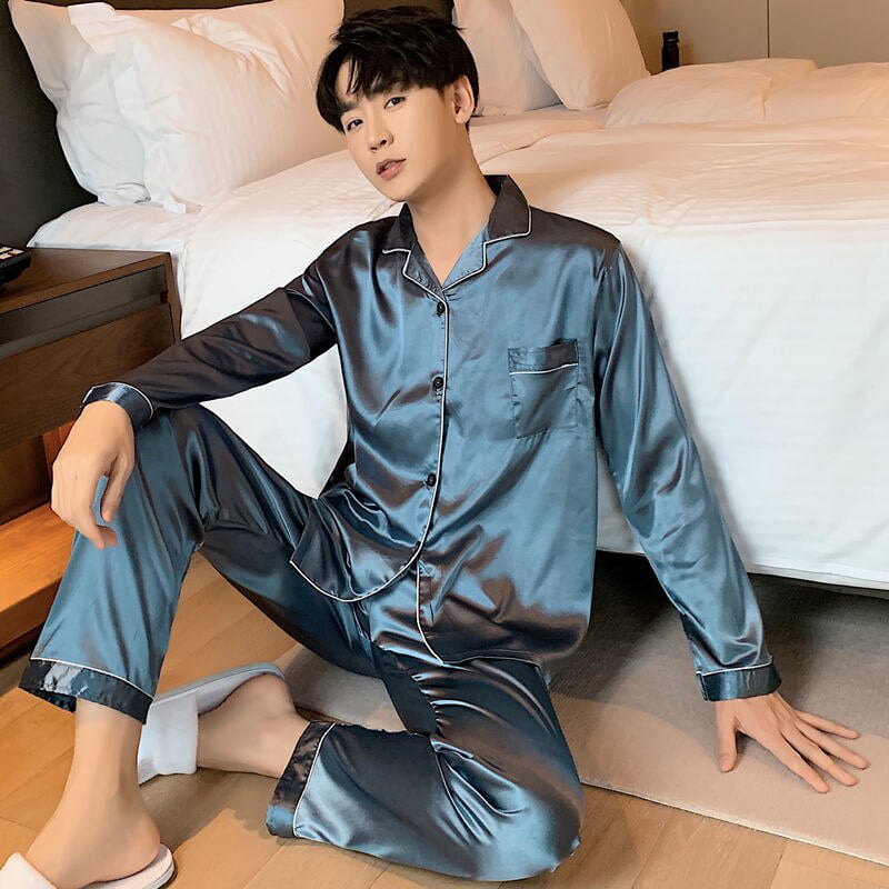 Qwzndzgr Men's Long Sleeve Pajama Sets