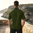 thumbnail image 7 of Men's Solid Short Sleeve Stand Collar Half Zip Outdoor Casual Sports Top Shirt Moisture Wicking Quick Dry UPF 50 Sun Protection Breathable Travel Gym Hiking Polo | JASKFLY,Army Green L, 7 of 7