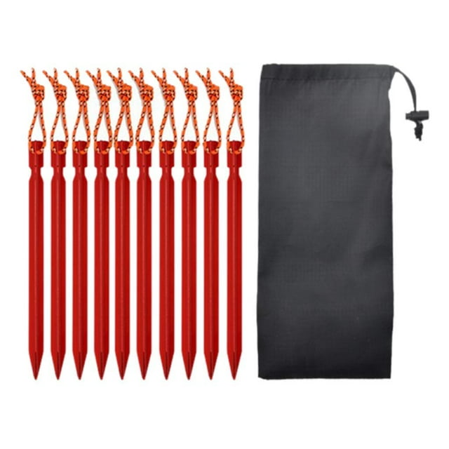 10 Pcs Piquets de Tente Professionnels en Alliage d'Aluminium, Clous de Sol, Rouges, 18 cm