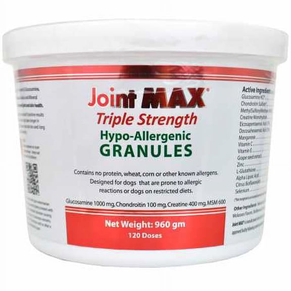 Triple Strength HA Granules for Dogs, Glucosamine, Chondroitin, Creatine, MSM and Antioxidants - Hip and Joint Support Supplement, 120 Doses