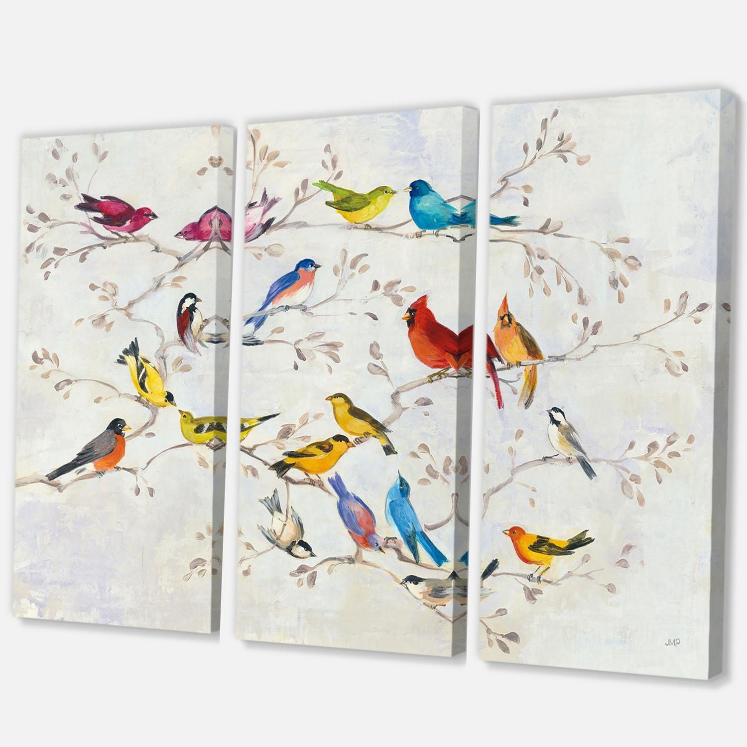 Designart Oiseau multicolore sur l'arbre Art mural sur toile
