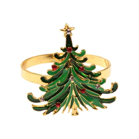 

NIUREDLTD Christmas Gold Wreath Party Creative Napkin Storage Ring Napkin Decoration