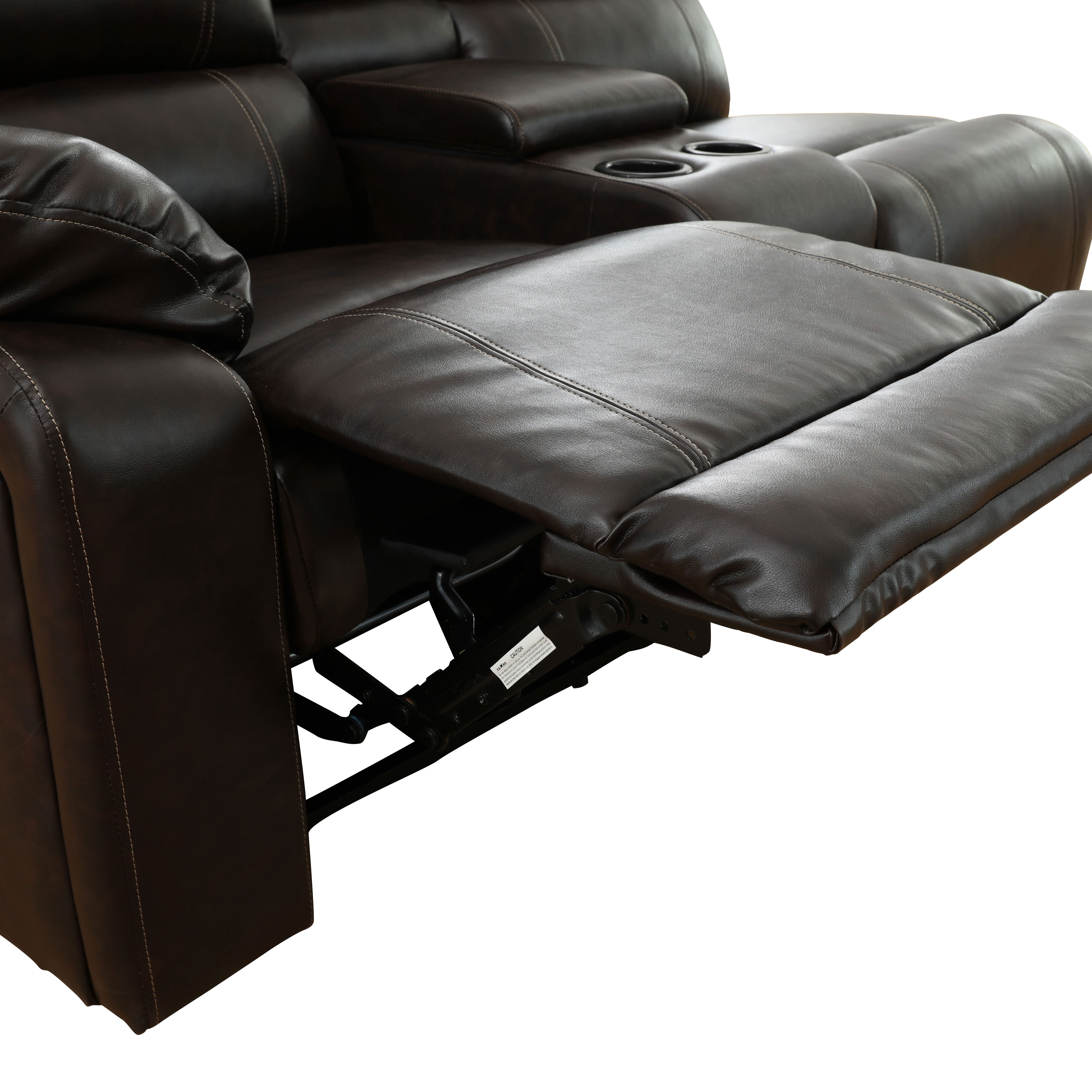 MAYEERTY Oversized Recliner Sectional Sofa, L-Shape Corner Couch with Faux Leather, Cup Holders & Storage for Living Room, Home Theater, Brown
