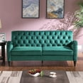 thumbnail image 4 of Chesterfield Sofa,Velvet Upholstered 3 Seater Couch with 7 Inches Thick Padded Seat Cushion and Button Tufted Backrest,Modern Sofa for Living Room with Scroll Arms & Solid Wood Legs, 4 of 6