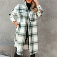 thumbnail image 2 of Herrnalise Womens Flannel Shacket Jacket Casual Plaid Wool Blend Button Down Long Sleeve Shirt Fall Clothes Outfits 2024 Green,M, 2 of 9
