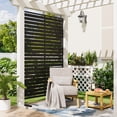 thumbnail image 2 of 6FT Outdoor Metal Privacy Screen with Stand, Freestanding Black Slatted Fence for Patio, Garden, Balcony & Trash Can Enclosure, 2 of 8